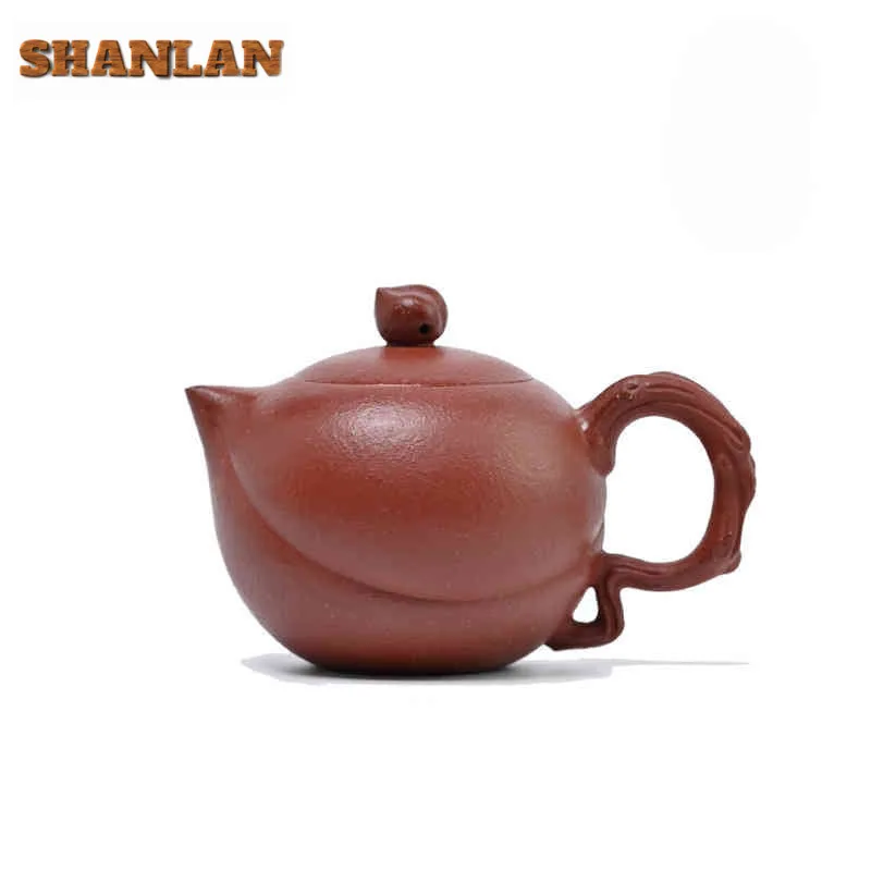 

240ml Antique Yixing Purple Clay Teapots Handmade Peach Pot Raw Ore Red Downhill Mud Kettle Zisha Tea Set Tea Ceremony Supplies