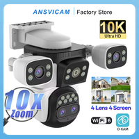 ANSVICAM 10K UHD WiFi6 20MP Outdoor Security Camera with 10X Zoom Four Screens Four Lenses PTZ Auto-Tracking Waterproof for CCTV