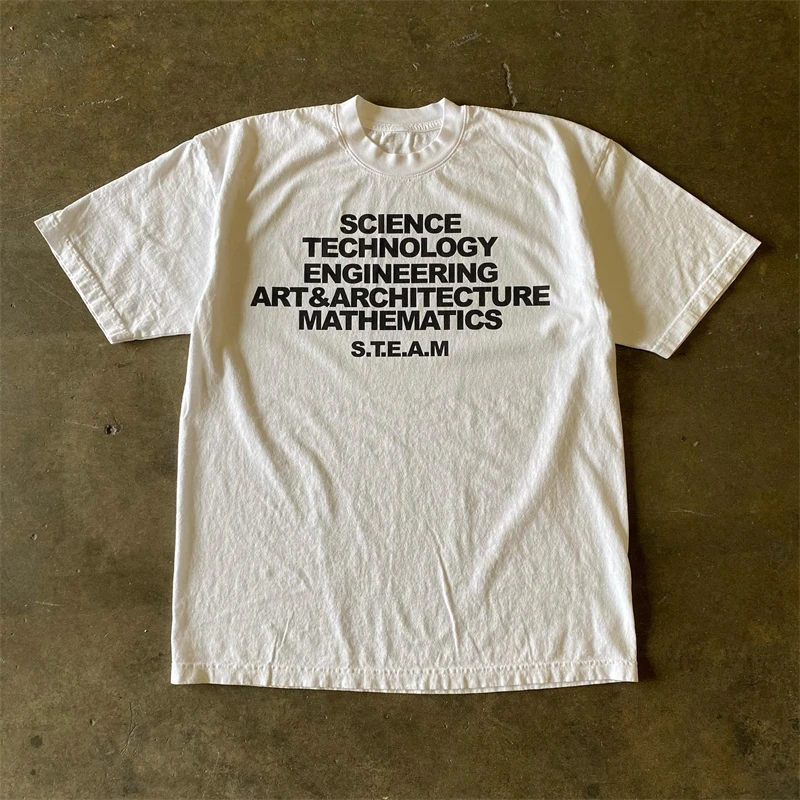 Heavyweight Pure Cotton Short Sleeve T-Shirt Vintage American Style Loose Fit Unisex Youthful Summer Fashion round Neck Tee