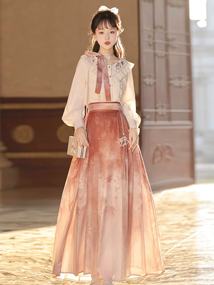 

Designer's Gift Sweet Original Lolita Girl Dress Hanfu Chinese Style Han Element Top Skirt Cute Princess Set