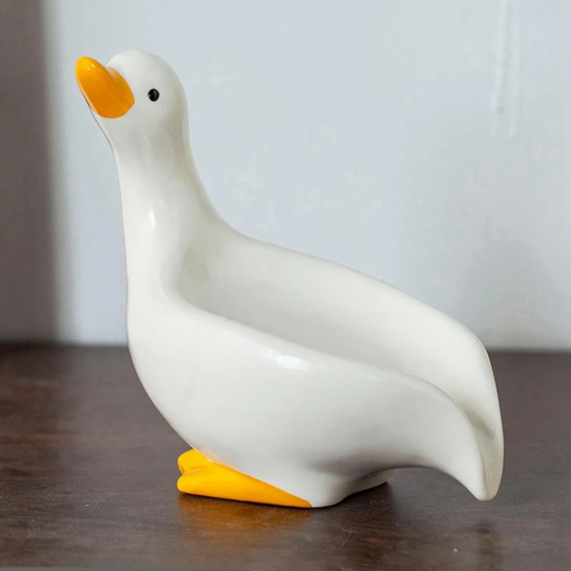 Cute Duck Shaped Soap Box, Ceramic Duck Soap Box With Drain Soap Rack, Duck Laundry Soap Box Storage Tray