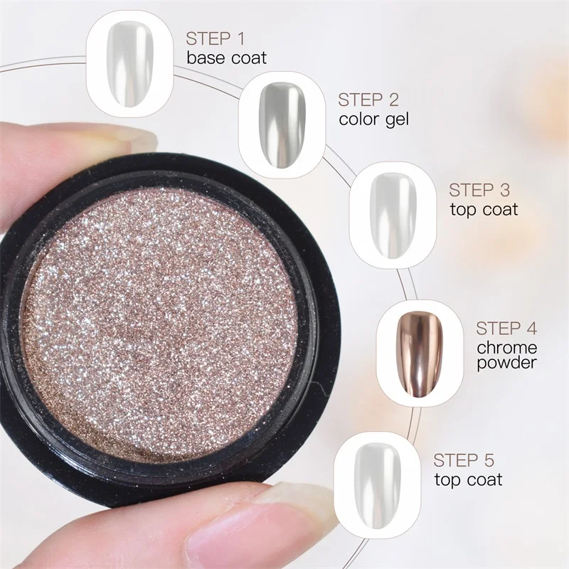 HNDO 0.5g Nail Chrome Poeder Aurora Chameleon Glitter Metallic Spiegel Effect voor Nail Art Decoratie Spiegel Wrijven Pigment Stof