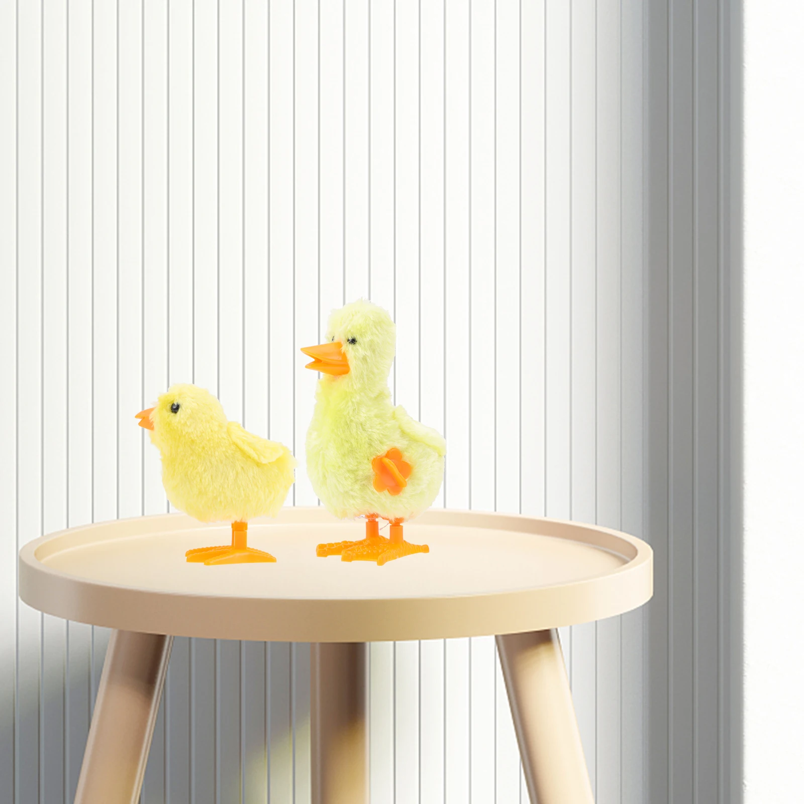 

1set Wind Wind Up Chicken Chicken Duck Toys Yellow Velvet Stuffed Animals Kids Easter Gifts Clockwork Walking Spring Toys