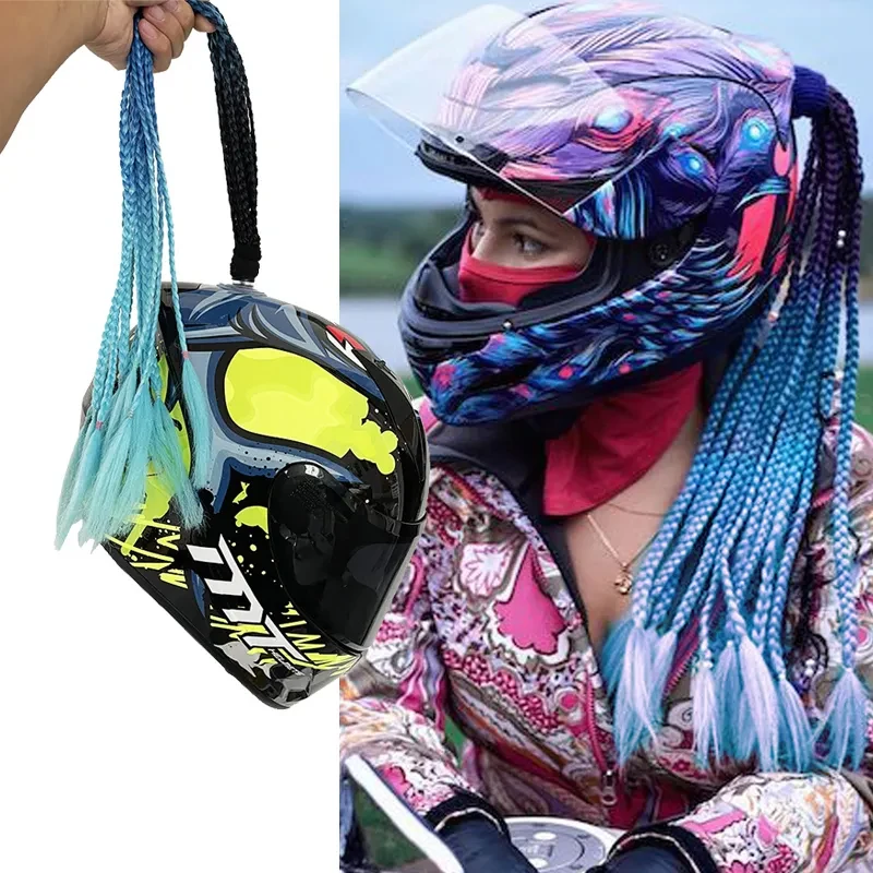

New Helmet Dirty Braids Motorcycle Woman Braids Wig Multicolor For Motorbike Helmets Decoration Punk Ponytail Headwear Universal