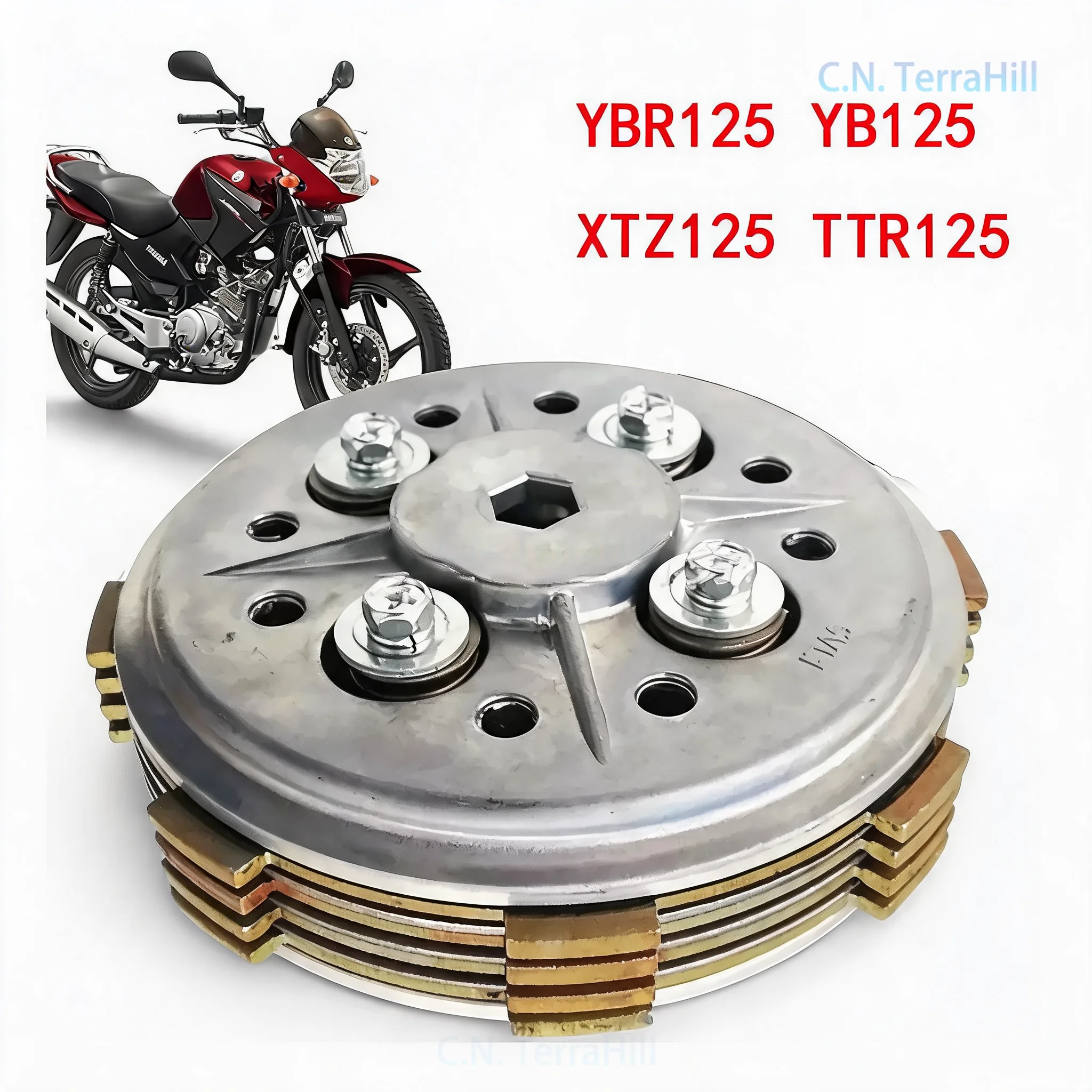Motorcycle Clutch Assembly for YBR125 Tianjian 125, 4 Plate 5 Plate, Replacement Parts