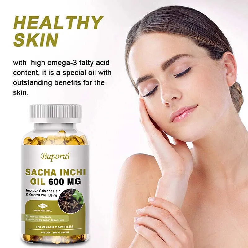 

Omega 3, 6, and 9 Capsules L 100% Pure Sacha Inchi Oil L 600 Mg Plant-based Supplement for Improving Memory