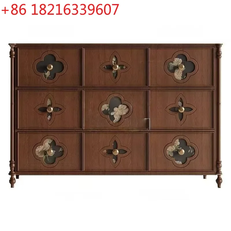 YAO Retro Nine Bucket Cabinet Antique Door Storage Unit Fully Assembled Bedroom Living Room Wall Organizer Furniture
