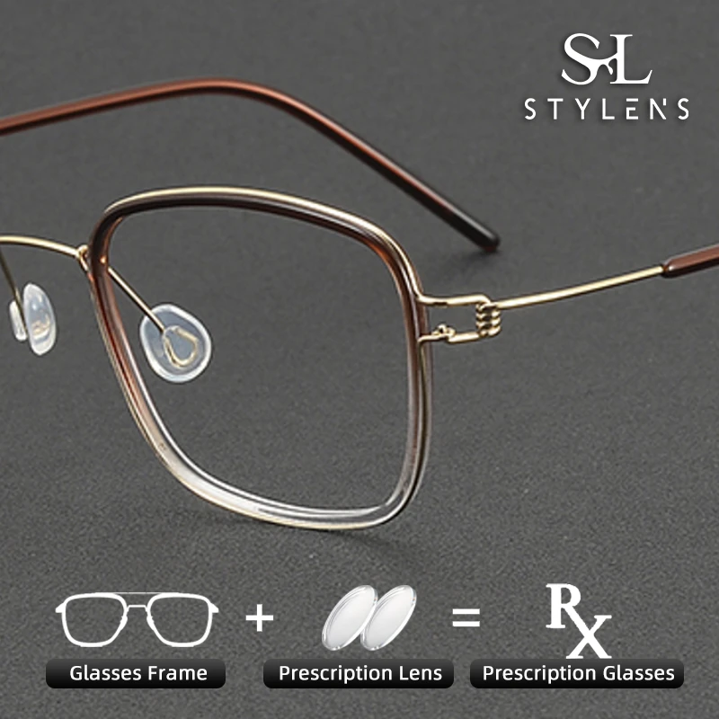 

STYLENS Designer Designs Acetate Pure Titanium Prescription Eyewear Men Women Screws Anti Blue Light Progressive Eyewear 81045