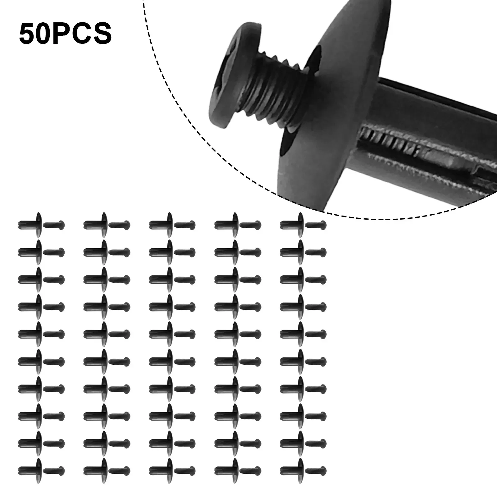 50pcs Car Clips Fastener Push Type Retainer Nylon Car Roof Fender Fastener Clips 8mm Hole Plastic Rivet Bumper Shield Retainer