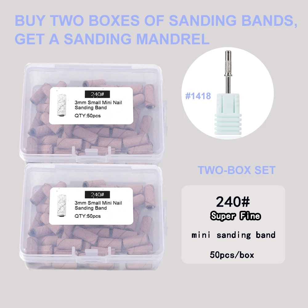 1/2 BOX 3mm Nail Sanding Bands 80/120/150/180/240 Grit Electric Nail File Acessory Gel Polishing Manicure Tool