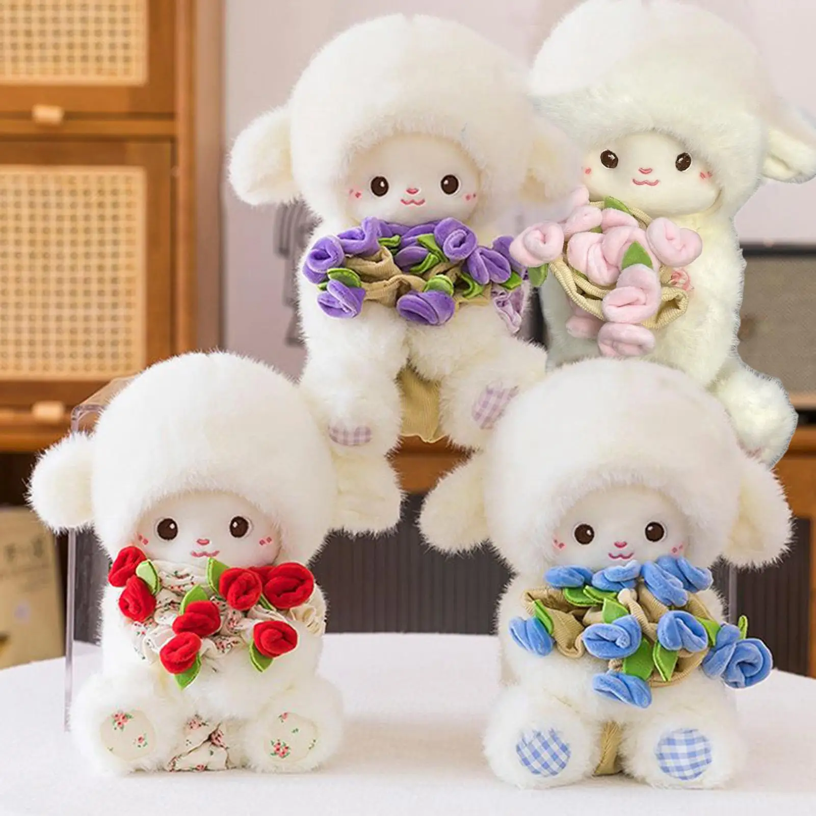 Animal relleno de cordero de 30cm, muñeco suave abrazable, Animal relleno de peluche de cordero para dormitorio, sala de estar, sofá, cama, coche
