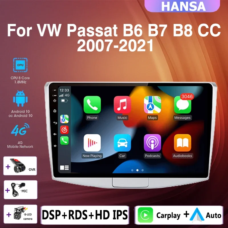 

Автомагнитола 2DIN, 4 + 64 ГБ, Android, мультимедийный плеер, carplay, GPS-навигация, DSP для Volkswagen VW Passat B6 B7 B8 CC 2007-2021