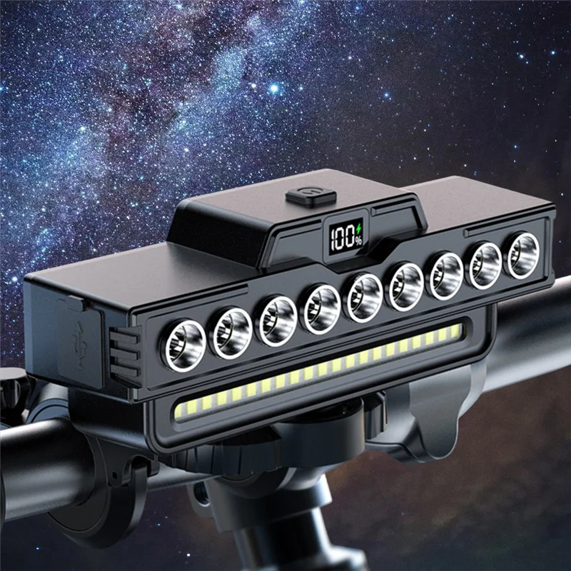 

A37Q-9 LED Bicycle Head Light Rechargeable Mountain Bike Highlight Horn Light For Night Riding Safety Cycling Accessories