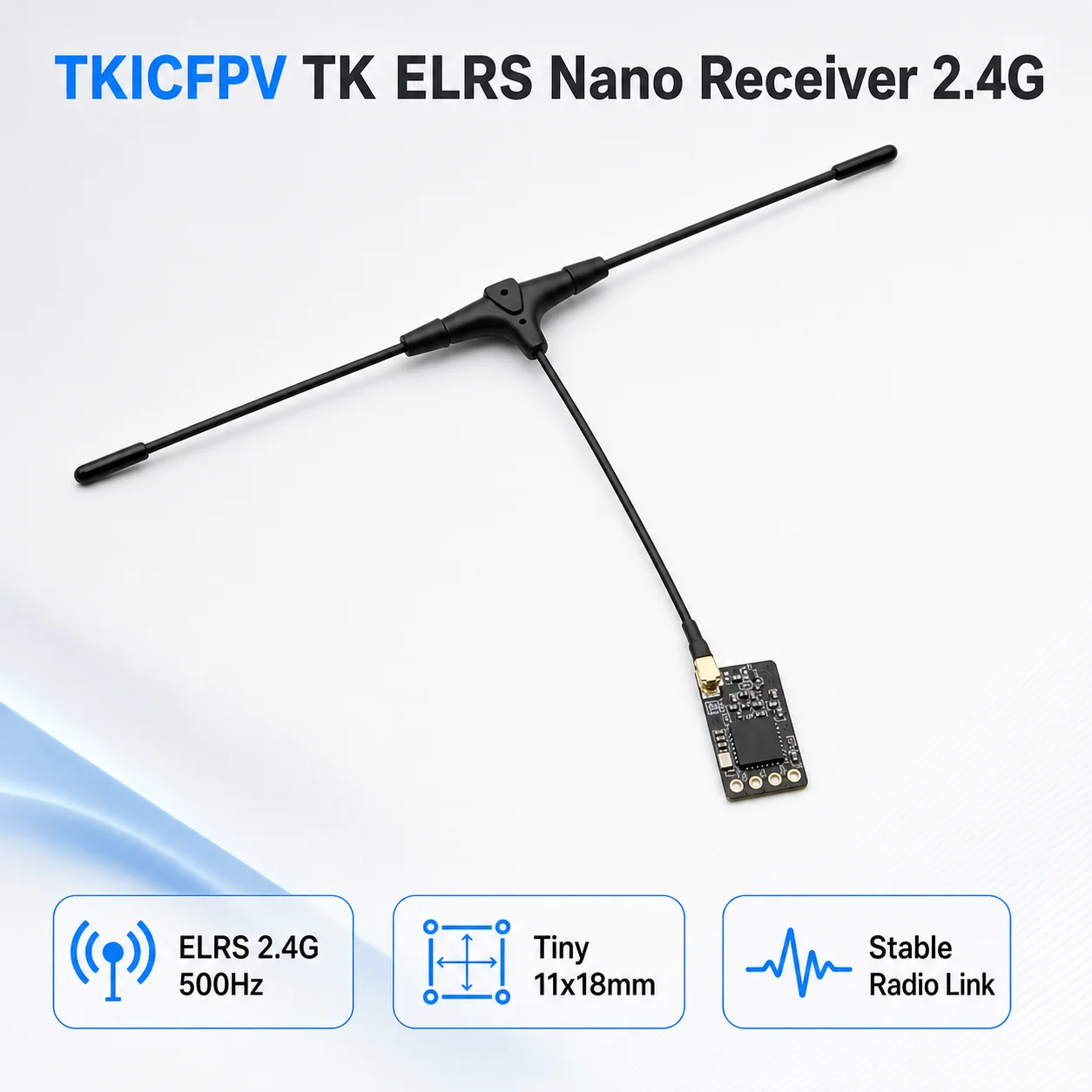 TKIC ELRS 2.4G Nano RX mit Niedriger Latenz, 50mW Leistung, Stabilem Signalverkehr ExpressLRS-Empfänger für Freestyle FPV Drohnen-Zubehör