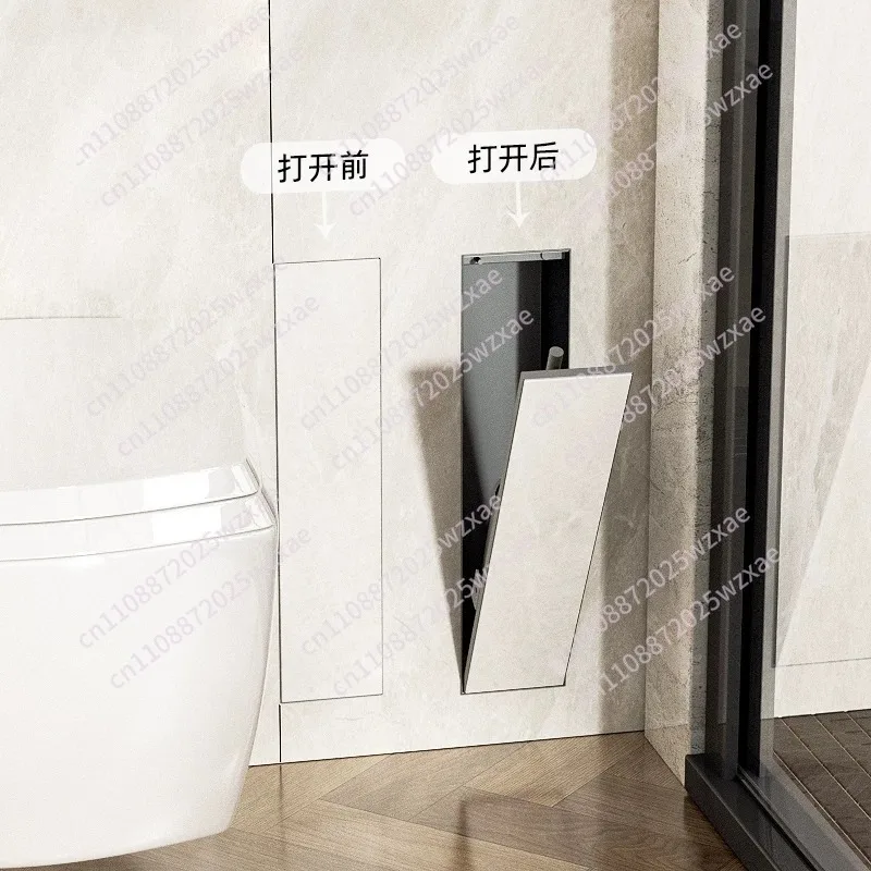 Bathroom toilet side stainless steel niche toilet brush embedded silicone brush into wall hidden model