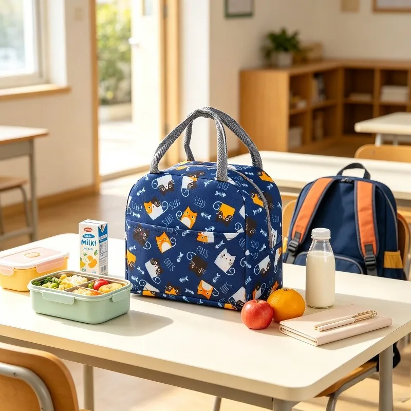 Oxford Waterproof  Thermal Food Organizer Handheld Lunch Bag For Student Office Worker