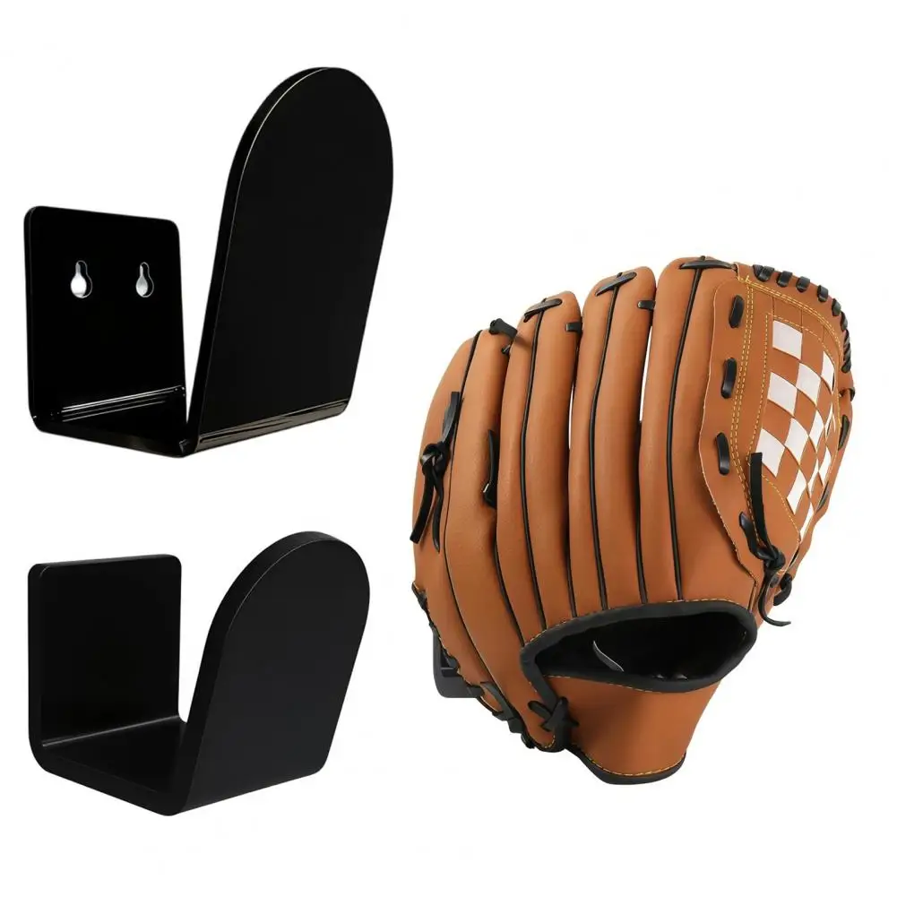 Baseball Glove Display Rack Wall Mount Matte Black Holder Acrylic U-Shaped Bracket for Baseball Glove Storage And Organization