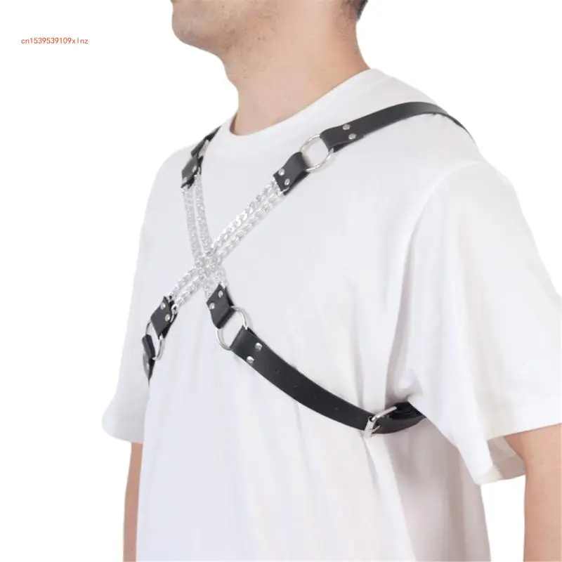 

Mens Body Chest Harness Belt Leather Body Shoulder Strap Club Wear Costumes