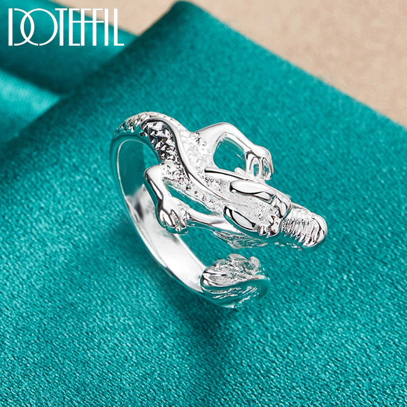 DOTEFFIL 925 Sterling Silver Dragon Ring For Men Women Wedding Engagement Party Fashion Charm Jewelry 2