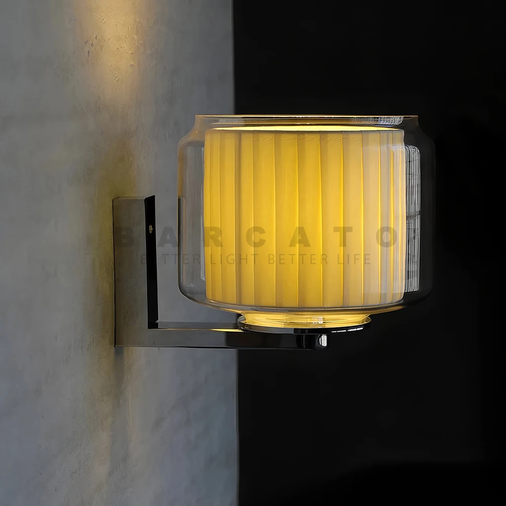 

Modern Glass Fabric Wall Lamp Design Minimalist LED E27 Decorative Wall Sconce Bedroom Bedside Living Study Room Wall Lights