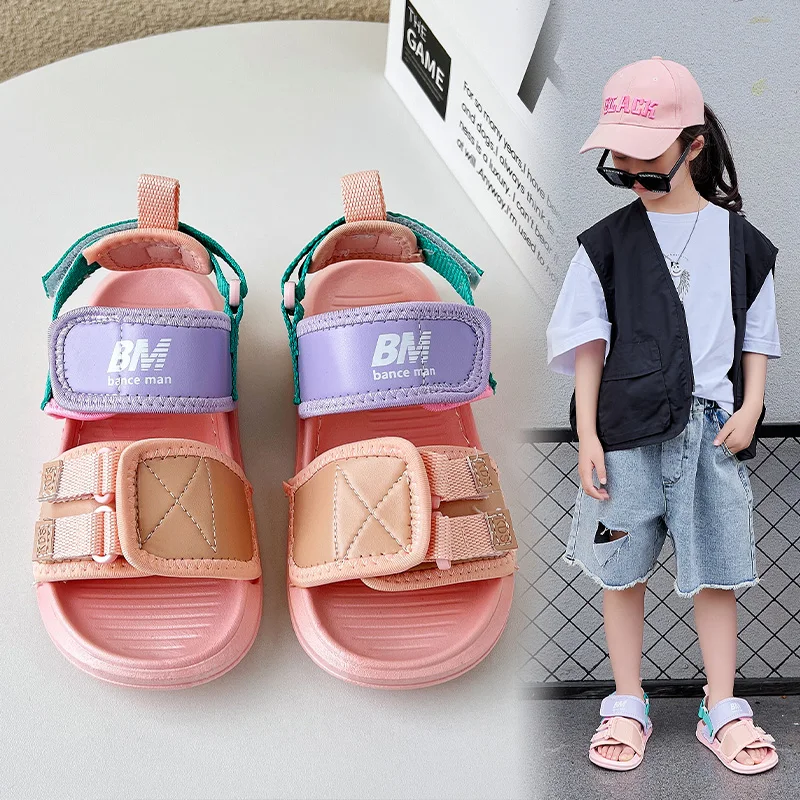 2023 Summer New Children's Sports Sandals, Boys' Baotou Anti Kick Shoes, Korean Version, Girls' Casual Beach Shoes