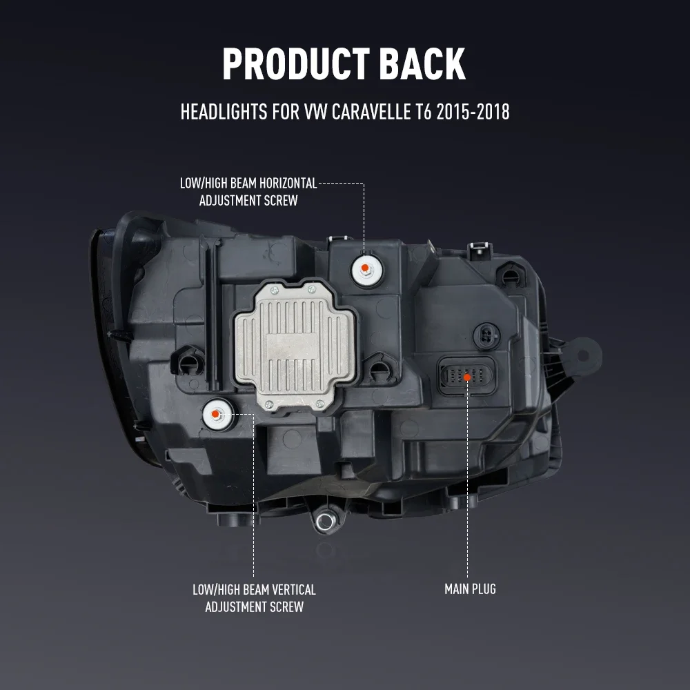 Paire d'ensemble de phares de voiture LED pour Volkswagen Caravelle T6 phare 2015-2018 lampe frontale avant DRL clignotants phares
