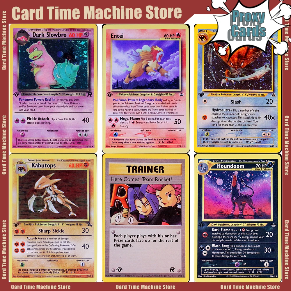 Pokémon Proxy Cards PTCG DIY Cards PKM Collection Board Games Slowbro-12 Entei-17 Kangaskhan-5 kabutops-6 Hypno-8 Bulbasaur-39