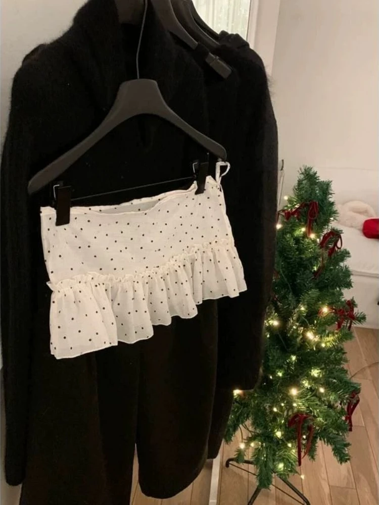 تنورة نسائية صغيرة تناسب الجميع 2025 Faldas Mujer De Moda Chic Saia Wave Point الكورية الحلوة Jupe ضمادة الكشكشة لطيف Y2k التنانير الجديدة