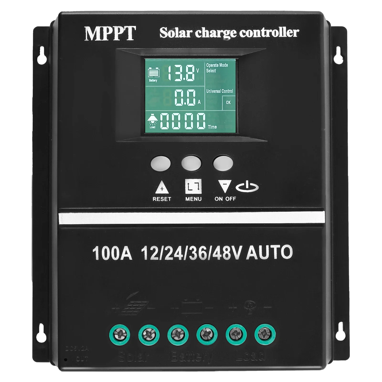 100A Solar Charge Controller 12/24/36/48V MPPT LCD Solar Battery Regulator with Double USB Charging Port 7 Modes for Charging