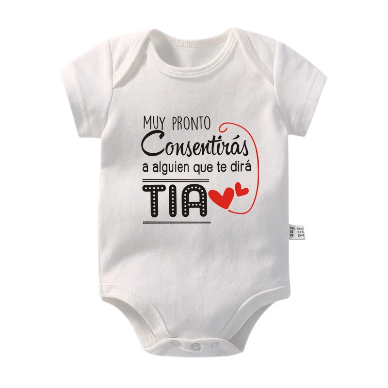 Spanish Pregnancy Announcement Baby Bodysuit Unisex Newborn Romper Muy Pronto Consentiras A Alguien Que Te Dira TIA Baby Onesies