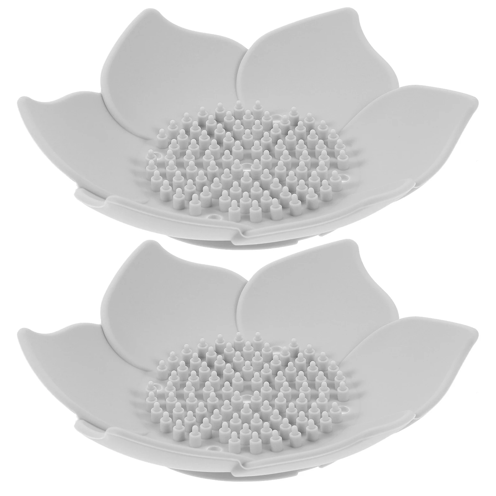

2 Pcs Silicone Soap Dish Flower shaped Holder Kids Rack Storage Drain Tray Self draining Bathroom Kitchen Portable Box Home