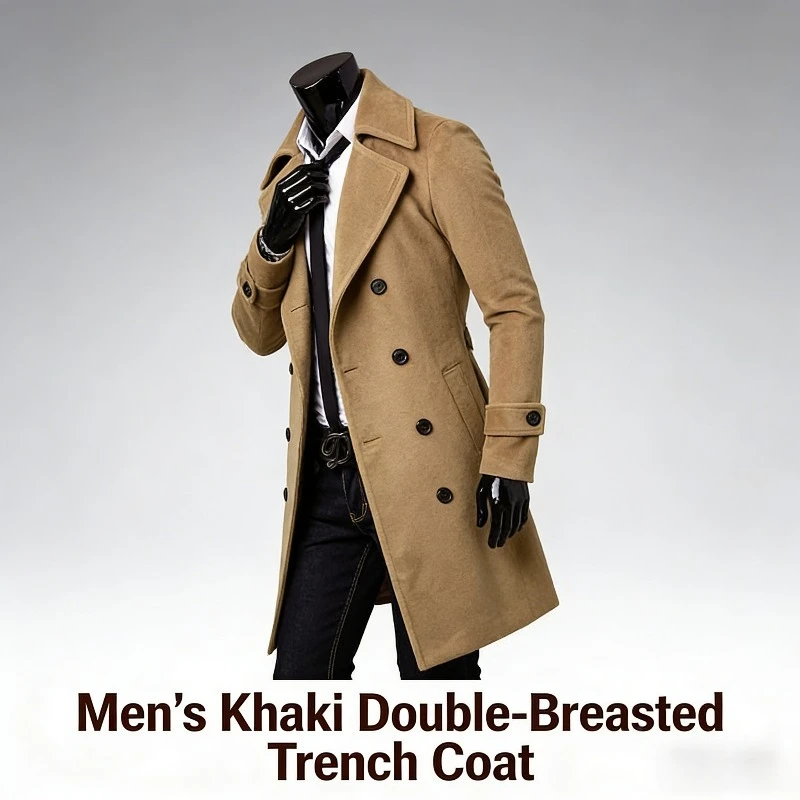 

[M-5XL] 2026 новый мужской двубортный плащ среднего и длинного тонкого повседневного пальто-куртка