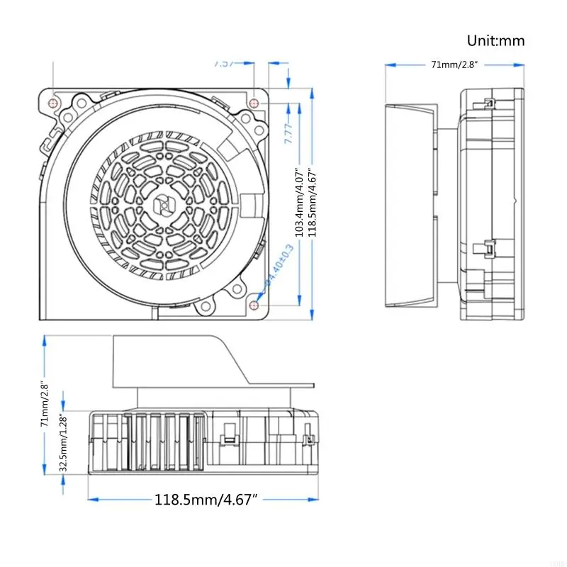 Bezszczotkowe chłodzenie U0DE do wentylatora turbinowego 118,5 mm x 32,5 mm Wentylator chłodnicy dmuchawy