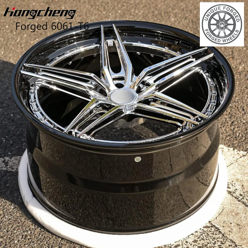 

2026 New Custom Forged Gloss Black Barrel Chrome Spokes 18-24 Inch RV-DP03 Performance Wheels