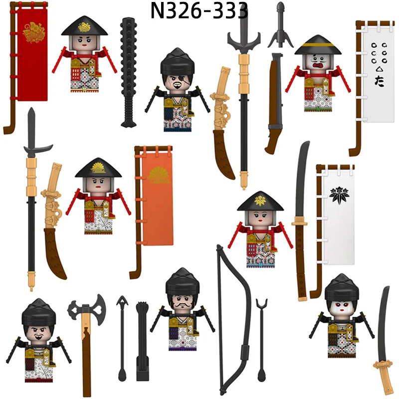 

Средневековый японский самурай Kyuzo Gion Heiwachi Satsuki Masashige Apenanka Shimizu Aoi Model Blocks MOC Bricks Set N326-N333