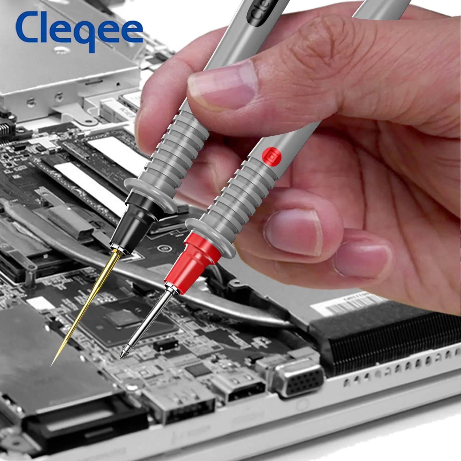 Cleqee P1503 Series Universal Multimeter Probe Test Leads Kit with Replacement Needle Tester Tip IC SMD Test Hook Alligator Clip