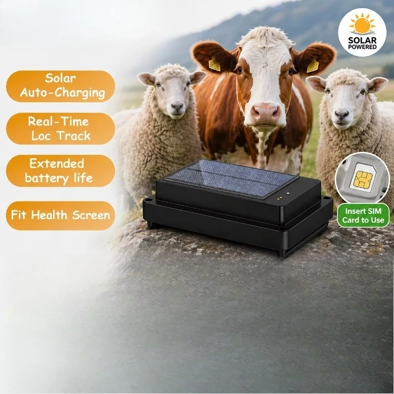 

4G 2G GPS Cow Sheep Tracker Real-Time Anti-Lost Locator with Outdoor E-Fence Global Solar Pet GPS Collar