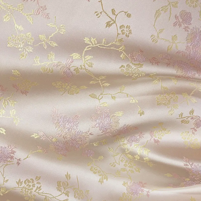 Apricot Song Brocade Print Fabric Chinese Style Qipao Dress Curtain Tablecloth Handmade Sewing DIY Home Craft Material Wholesale