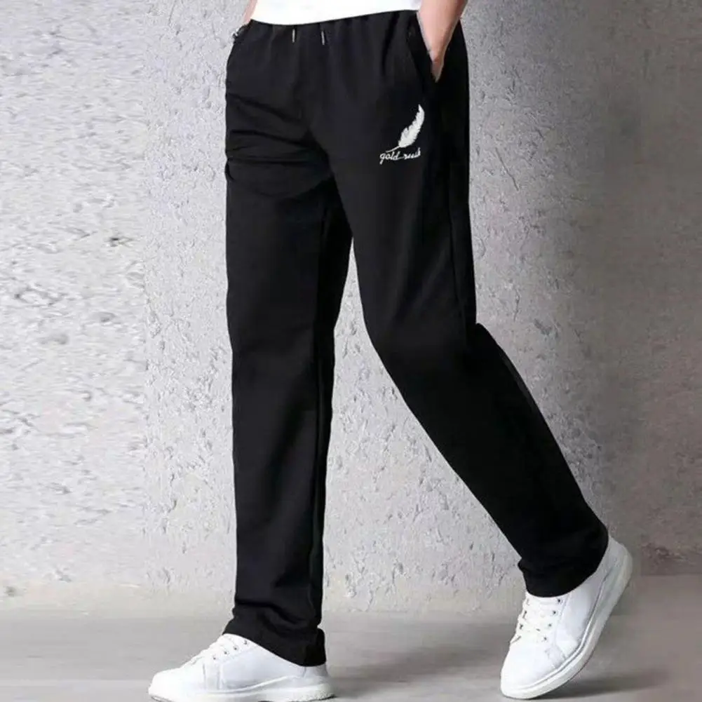 Fashion Loose Fit Men Casual Sweatpants 3D Cutting Male Trousers Summer Straight Leg Long Sweatpants Streetwear