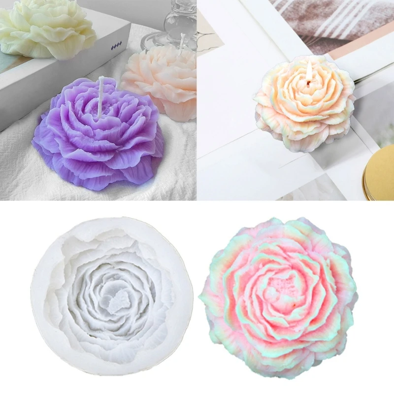 R3MC Flower Candle Silicone Mold for Handmade Desktop Decoration Gypsum Epoxy Resin Aroma Candle Mould for Home Decorations