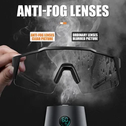 Kapvoe Anti-fog Photochromic Cycling Glasses Men Women Outdoor Sunglasses Mountain Bicycle Sports Goggles MTB Racing UV400