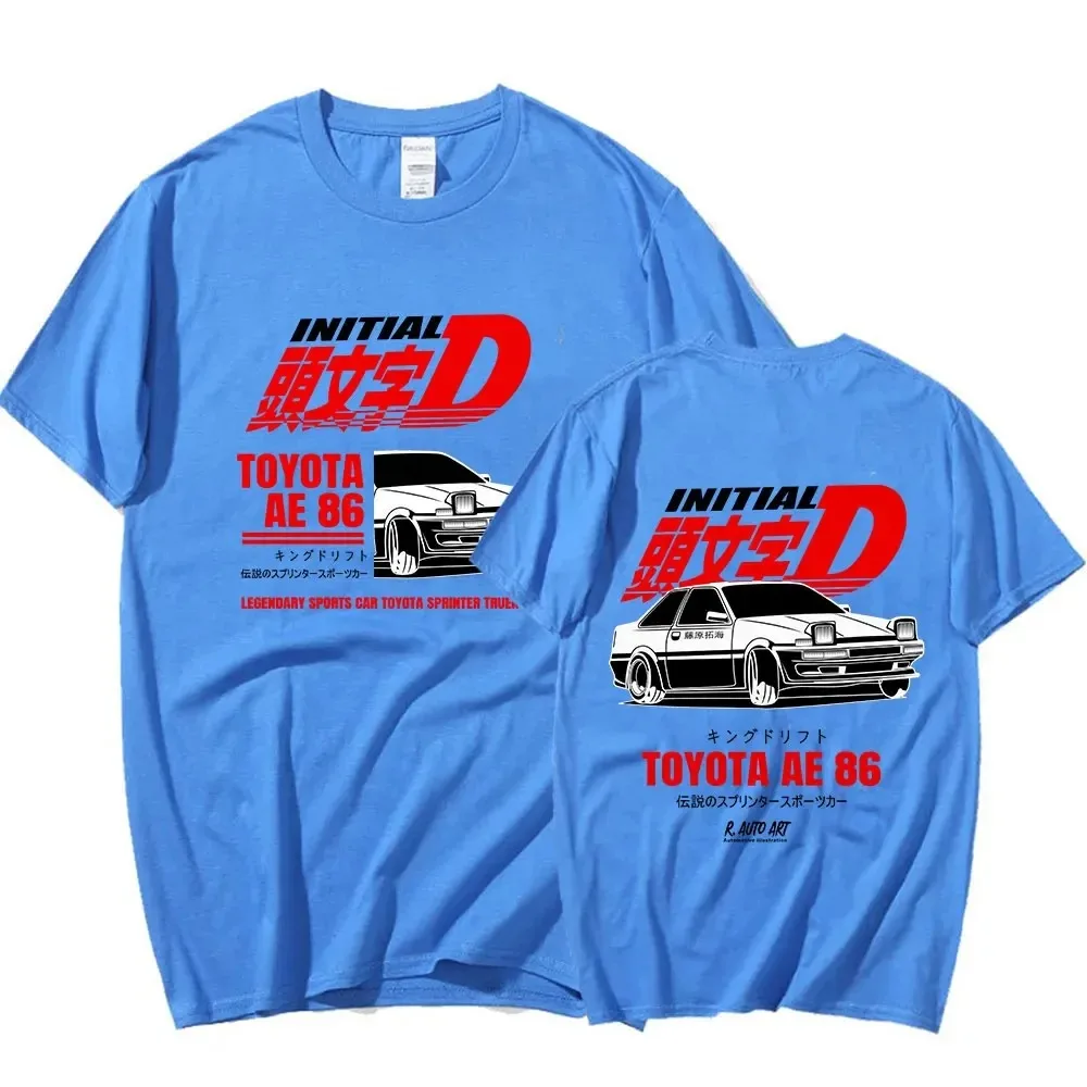 Takumi Fujiwara R34 Skyline GTR JDM Oversized Cotton Short Sleeve T Shirt Summer Mens T-shirt Anime Initial D Drift AE86 T-shirt