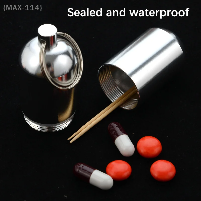 【Ja】Waterproof Aluminum Pill & Toothpick Box - Portable Keychain Container for Travel, Camping & Daily Healthcare