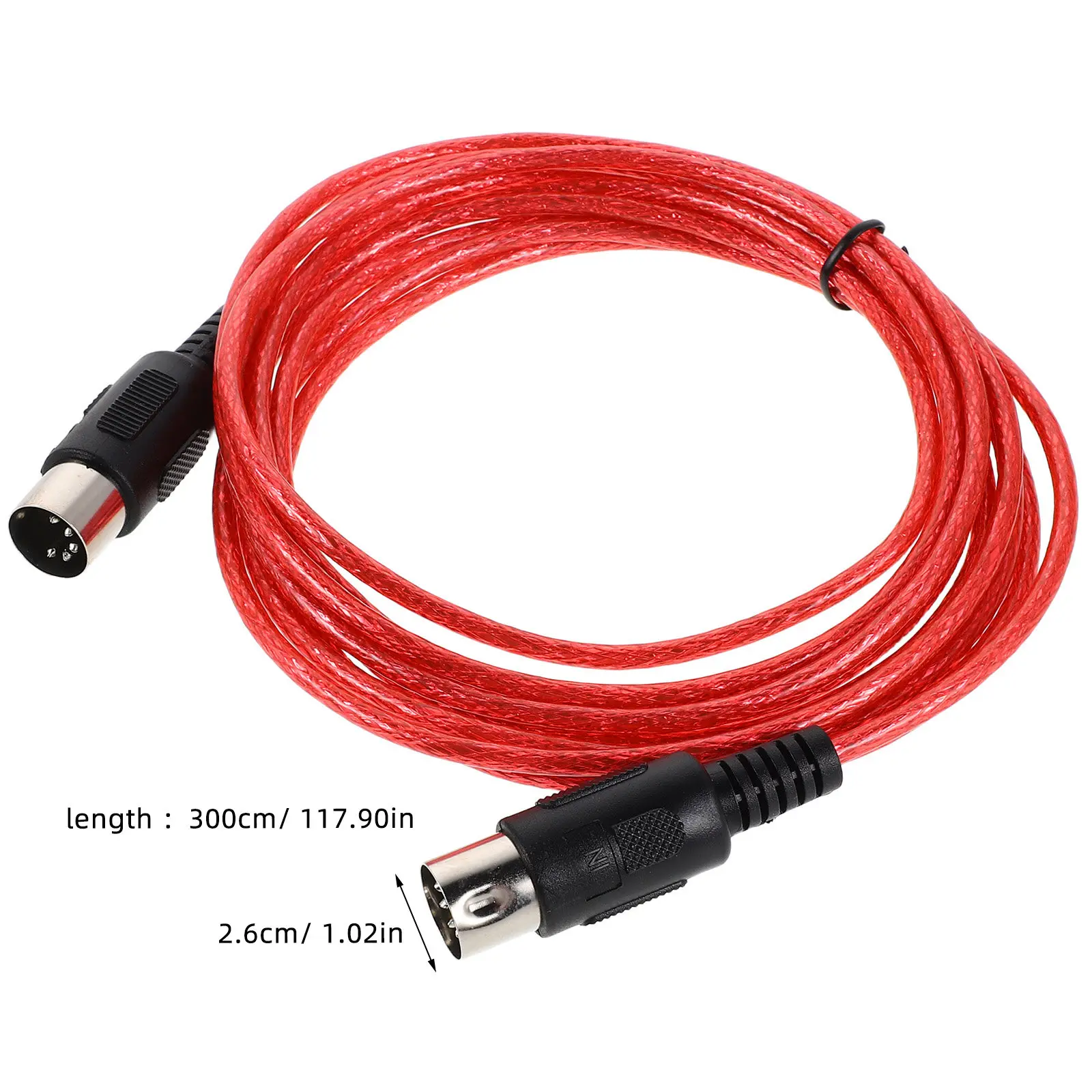 5-Pin Keyboard Connection Cable Red Midi Data Transfer Cable for Electronic Piano Synthesizer Studio Recording Music Production