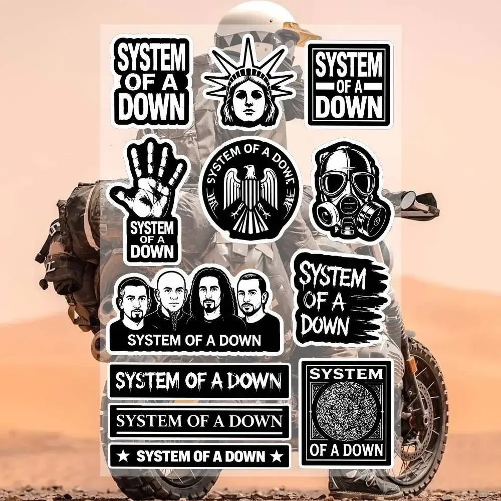 S-SysteM- Of A Down Aesthetic Graffiti Stickers Waterproof PVC Decals For Motorcycle Skateboard Car Helmet Notebook DIY