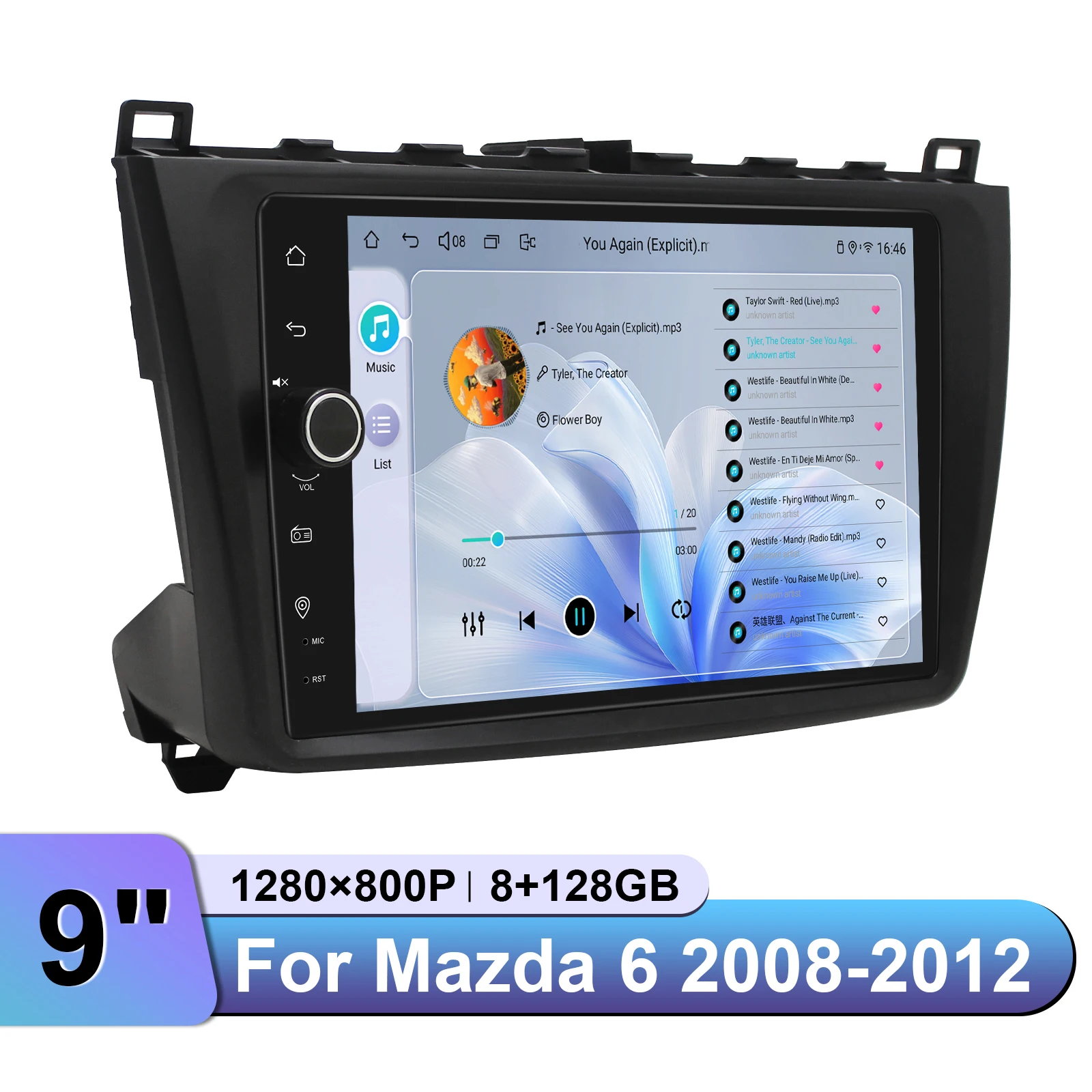 Plug&Play 9 Inch Car Stereo Radio GPS Navigation For Mazda 6 2008-2012 Support Hands-free Call Fast Boot Picture-in-Picture