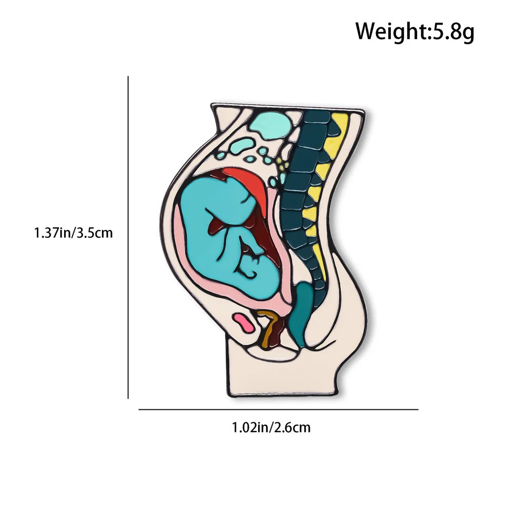 Harong Fetus in the Belly Enamel Pin Medical Biology Human Anatomy Series Lapel Brooch for Obstetrician Badge Jewelry