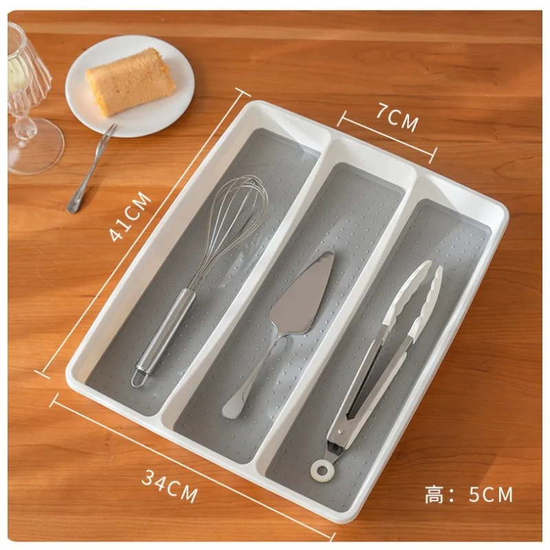 منظم درج الأواني 3/5/6 مقصورة منظم أدوات قابل للتعديل غير قابل للانزلاق لأدراج المطبخ للملاعق والشوك والسكاكين #4
