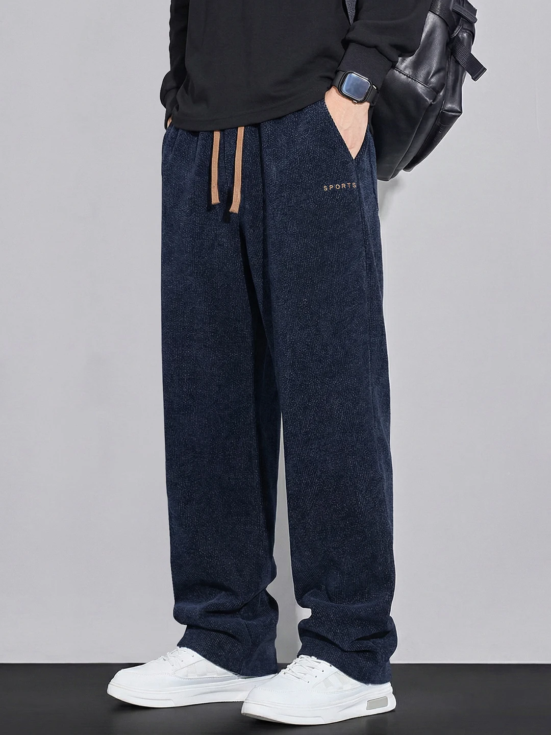 

plus Size High Waist Deep Crotch Straight Leg Pants Men's Fat Loose Slimming Long Trousers Large Size Casual Pants
