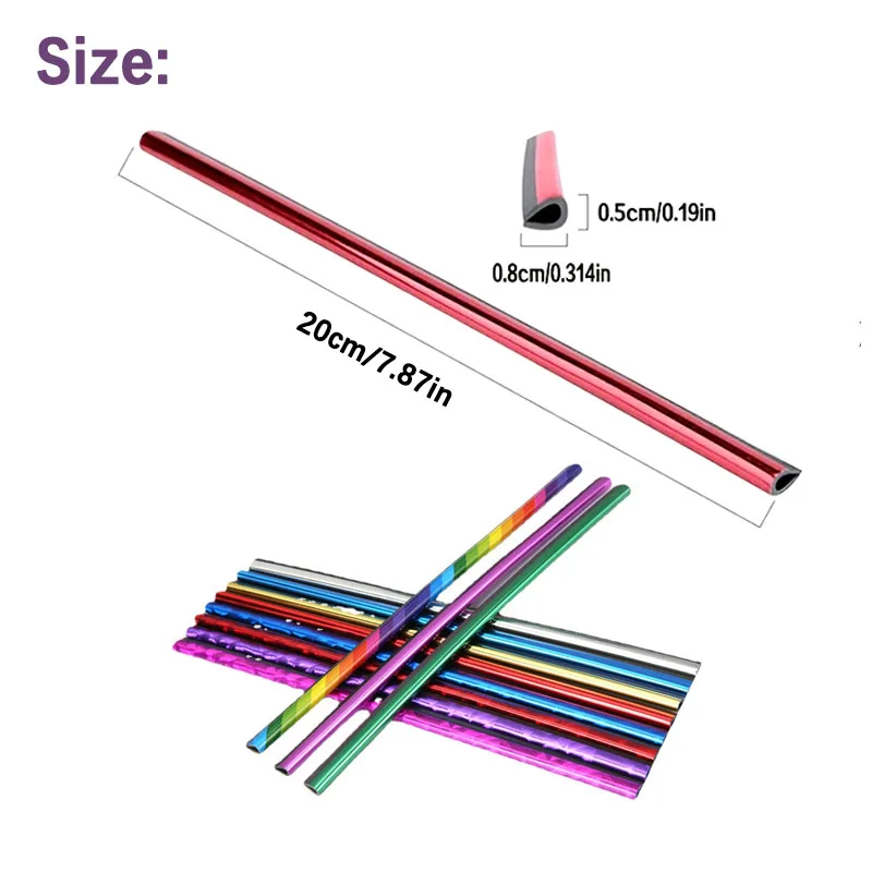 10Pcs U-Shape Car Air Vent Trim Strips PVC Chrome DIY Auto Interior Decor Line Styling Accessories for Vehicle